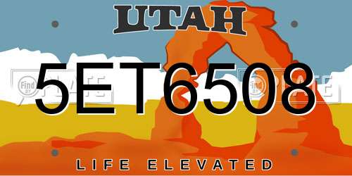 5ET6508 Utah License Plate