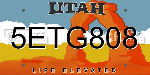 5ETG808 Utah License Plate