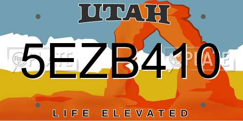 5EZB410 Utah License Plate