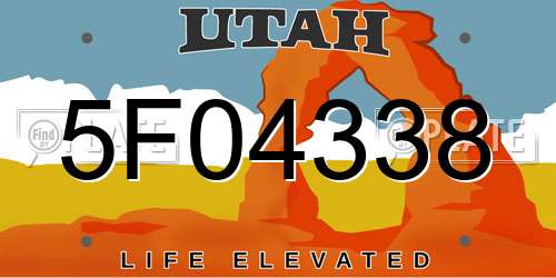 5F04338 Utah License Plate