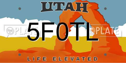 5F0TL Utah License Plate