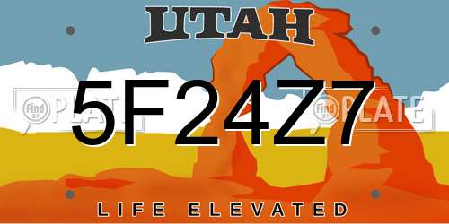 5F24Z7 Utah License Plate