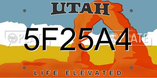 5F25A4 Utah License Plate