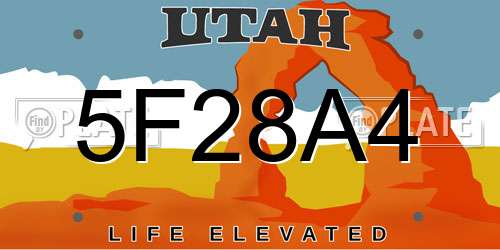 5F28A4 Utah License Plate
