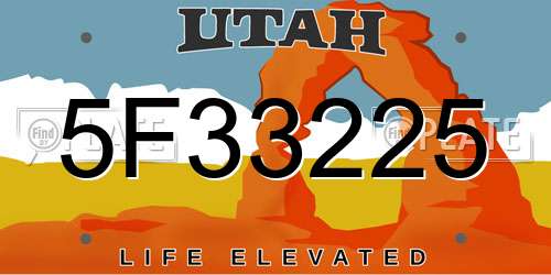 5F33225 Utah License Plate