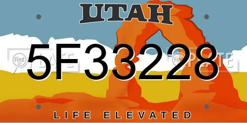 5F33228 Utah License Plate
