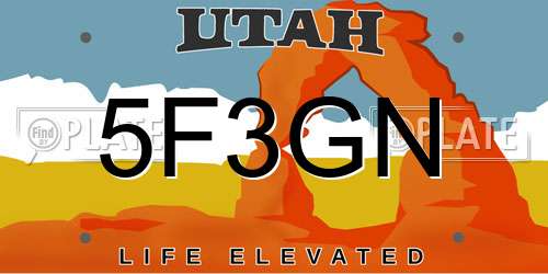 5F3GN Utah License Plate