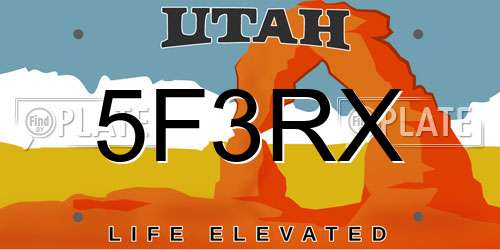 5F3RX Utah License Plate