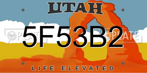 5F53B2 Utah License Plate