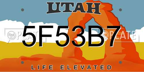 5F53B7 Utah License Plate
