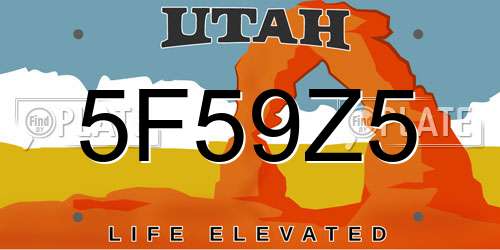 5F59Z5 Utah License Plate