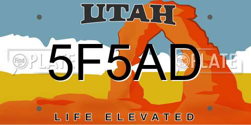 5F5AD Utah License Plate