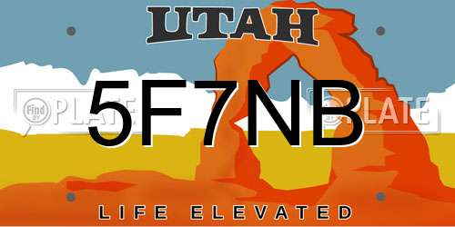 5F7NB Utah License Plate