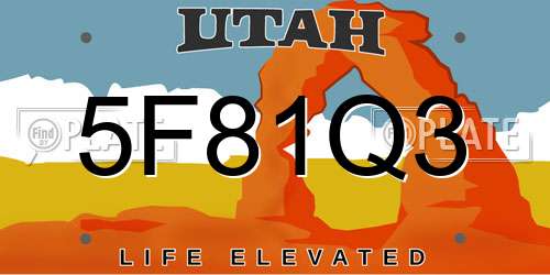 5F81Q3 Utah License Plate
