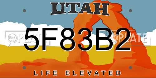 5F83B2 Utah License Plate