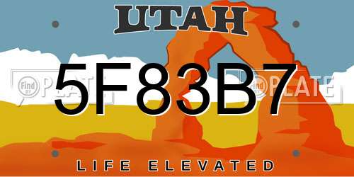 5F83B7 Utah License Plate