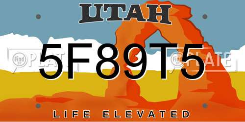 5F89T5 Utah License Plate