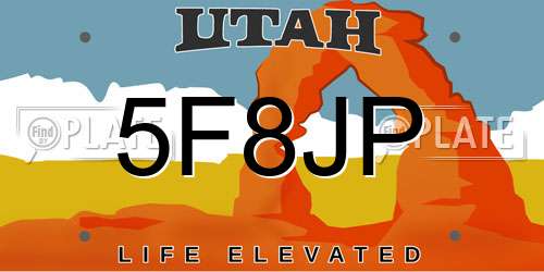 5F8JP Utah License Plate
