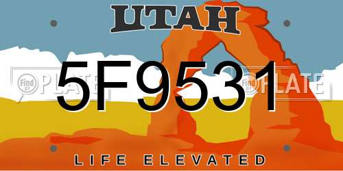 5F9531 Utah License Plate
