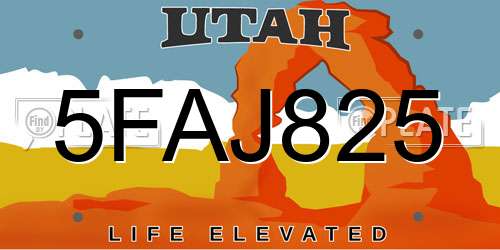 5FAJ825 Utah License Plate