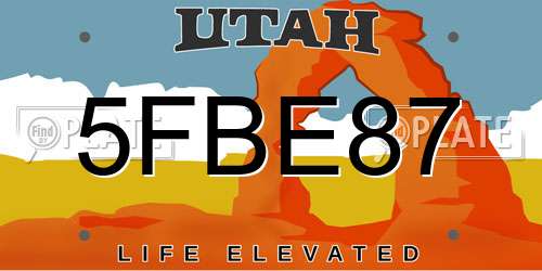 5FBE87 Utah License Plate