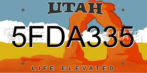 5FDA335 Utah License Plate
