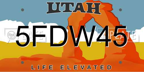 5FDW45 Utah License Plate