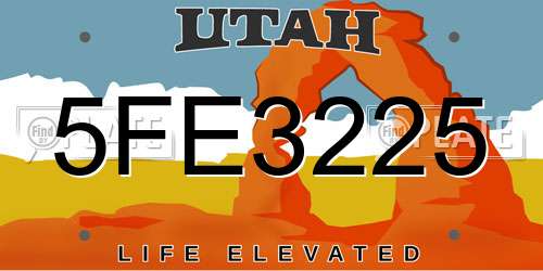 5FE3225 Utah License Plate