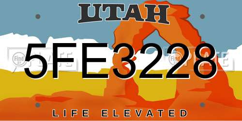 5FE3228 Utah License Plate