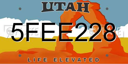 5FEE228 Utah License Plate