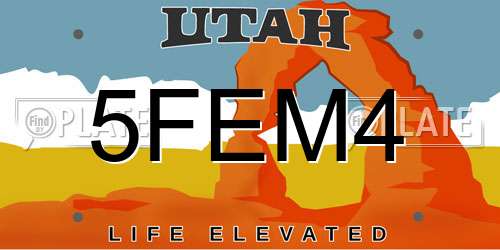 5FEM4 Utah License Plate