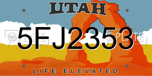 5FJ2353 Utah License Plate
