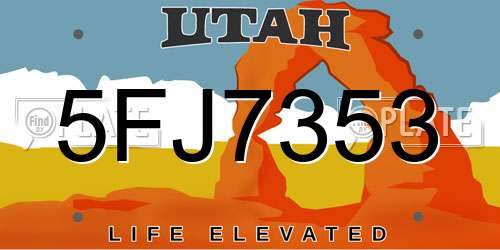 5FJ7353 Utah License Plate