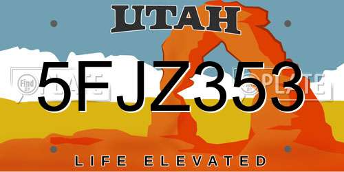 5FJZ353 Utah License Plate