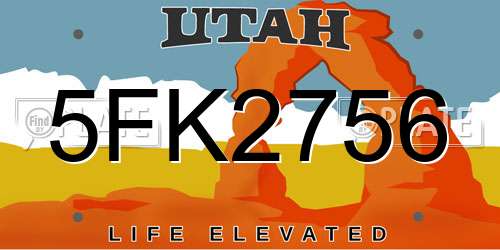 5FK2756 Utah License Plate