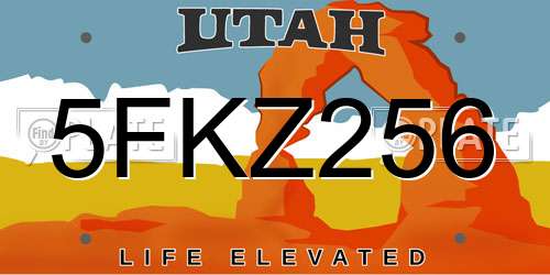 5FKZ256 Utah License Plate