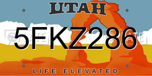 5FKZ286 Utah License Plate