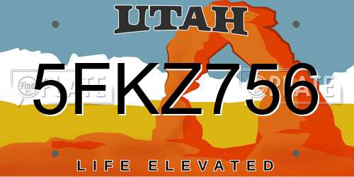 5FKZ756 Utah License Plate