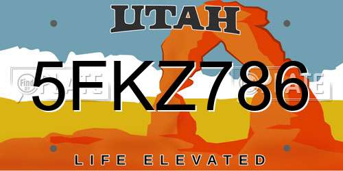 5FKZ786 Utah License Plate