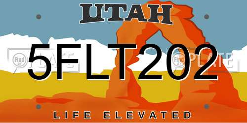 5FLT202 Utah License Plate