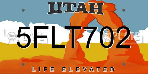 5FLT702 Utah License Plate