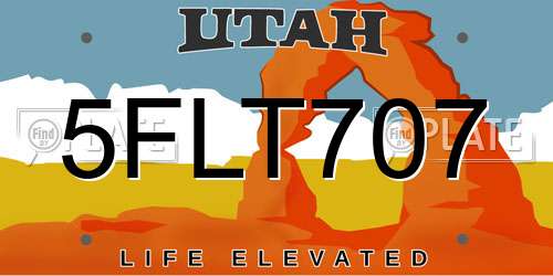 5FLT707 Utah License Plate