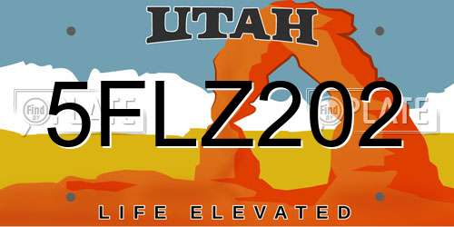 5FLZ202 Utah License Plate