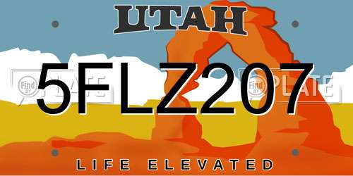 5FLZ207 Utah License Plate