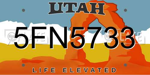 5FN5733 Utah License Plate