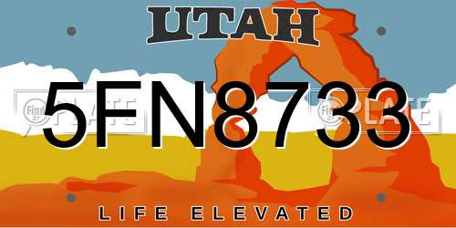 5FN8733 Utah License Plate
