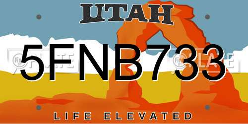 5FNB733 Utah License Plate
