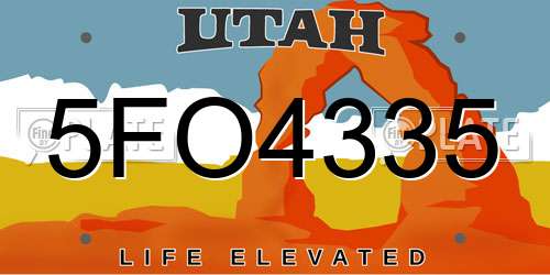 5FO4335 Utah License Plate