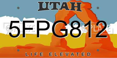 5FPG812 Utah License Plate