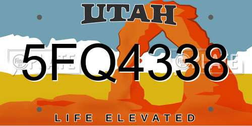 5FQ4338 Utah License Plate